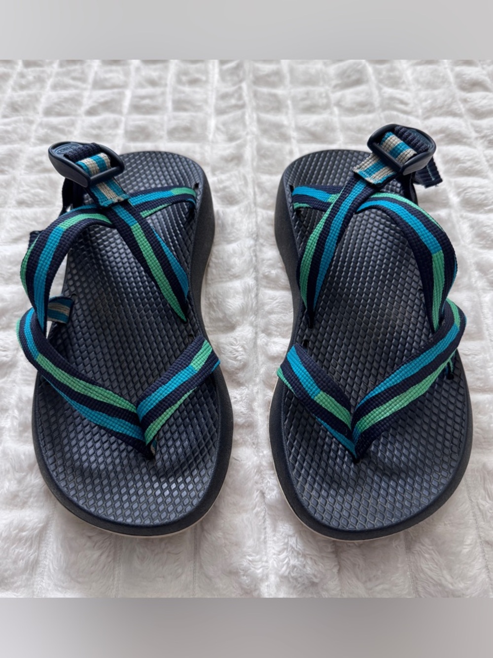 Chaco 9 Tegu Blue & Green Strap Sandals ~ Outdoor Hiking Water Adjustable - Picture 2 of 8